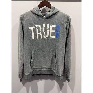 True Religion Hoodie Boys XL 18/20 Logo Slashed‎ Look Acid Wash Material